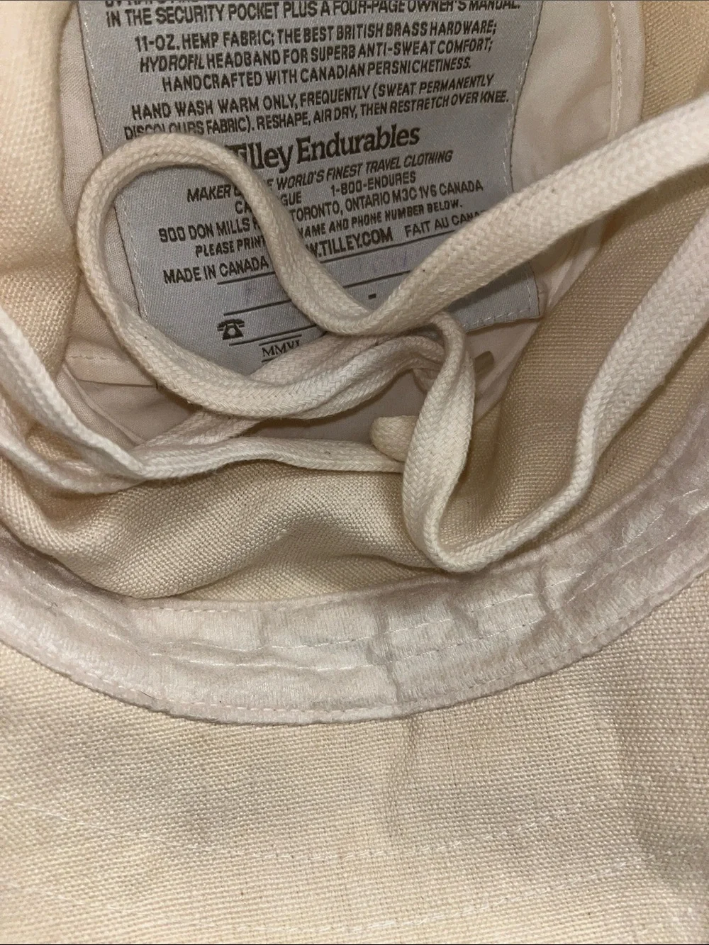 Tilley Hemp Beige Wide-Brim Sun Hat with Black Trim Model TH4